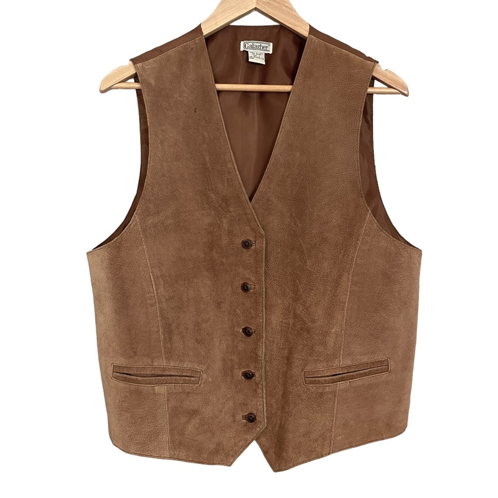 Vintage Leather Vest Men Brown Classic Steampunk Professor‎ Academia Size Large